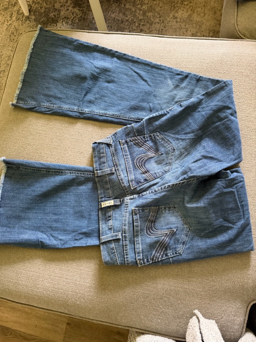 Ariat Blue Flared Jeans with Raw Hem - Picture 8 of 10